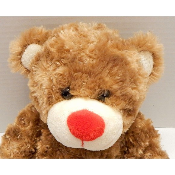 Kellytoy Golden Brown Teddy Bear Plush Stuffed Red Nose Mouth 10" Tall Seated - Picture 7 of 9